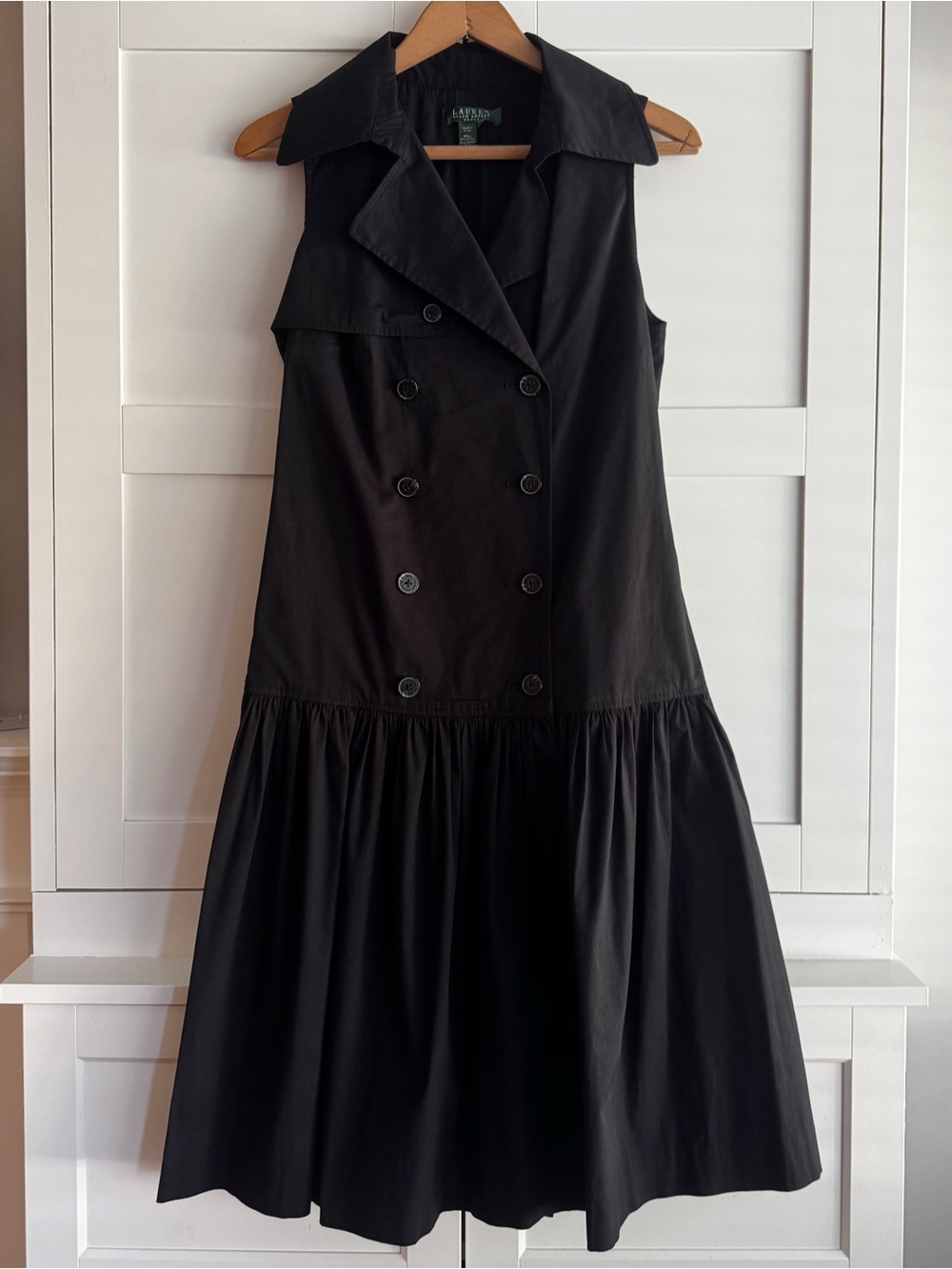 LAUREN Ralph Lauren Double Breasted Pleated Sleeveless Dress Black Size 8